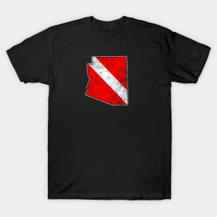 Arizona Dive Flag Scuba Diving State Map Dive Flag Distressed T-Shirt